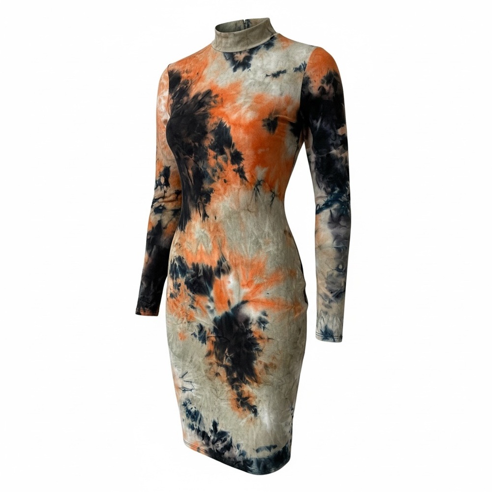 Fashion Nova Tie-Dye Long Sleeve Dress